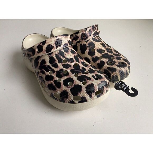 Crocs Women’s Sz 10 Classic Platform Animal Print Clog Bone Leopard 207844-2Y4 - Picture 2 of 12